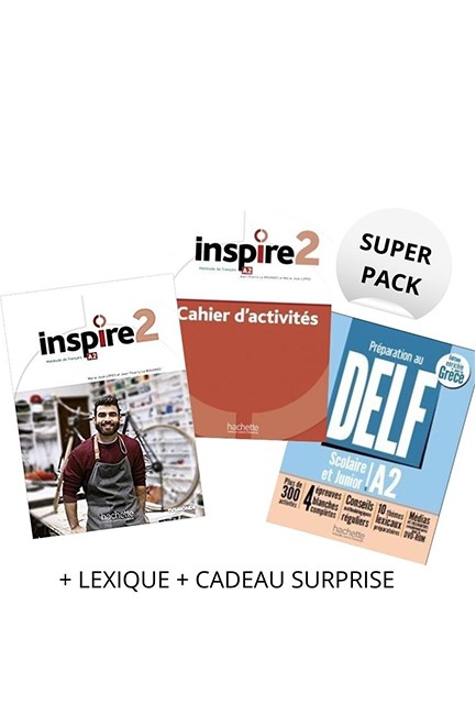 SUPER PACK INSPIRE 2 (LE + CA + LEXIQUE + CADEAU SURPRISE + DELF SCOLAIRE & JUNIOR A2)