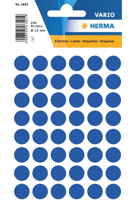 ΕΤΙΚΕΤΕΣ ΣΤΡΟΓΓΥΛΕΣ 12ΜΜ 10Φ.ΜΠΛΕ ΗΕRΜΑ 1853