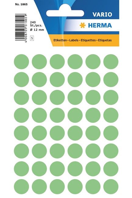 ΕΤΙΚΕΤΕΣ ΣΤΡΟΓΓΥΛΕΣ 12ΜΜ 10Φ.ΠΡΑΣΙΝΕΣ ΗΕRΜΑ 1865