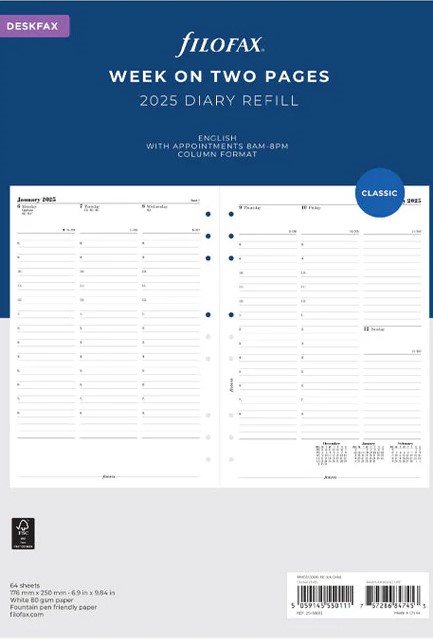 ΗΜΕΡΟΛΟΓΙΟ FILOFAX 25 DESKFAX ΕΒΔΟΜΑΔΑ ΣΕ 2 ΣΕΛΙΔΕΣ ΑΓΓΛΙΚΟ