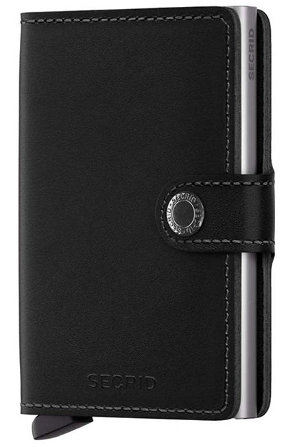 ΚΑΡΤΟΘΗΚΗ ΓΙΑ 10 ΚΑΡΤΕΣ LEATHER SECRID RFID SAFE MINI WALLET ORIGINAL BLACK ΜΕ ΚΟΥΜΠΙ