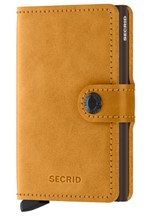 ΚΑΡΤΟΘΗΚΗ ΓΙΑ 10 ΚΑΡΤΕΣ LEATHER SECRID RFID SAFE MINI WALLET VINTAGE OCHRE ΜΕ ΚΟΥΜΠΙ