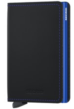 ΚΑΡΤΟΘΗΚΗ ΓΙΑ 10 ΚΑΡΤΕΣ LEATHER SECRID RFID SAFE SLIM WALLET MATTE BLACK AND BLUE