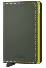 ΚΑΡΤΟΘΗΚΗ ΓΙΑ 10 ΚΑΡΤΕΣ LEATHER SECRID RFID SAFE SLIM WALLET MATTE LIME AND GREEN