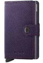 ΚΑΡΤΟΘΗΚΗ ΓΙΑ 10 ΚΑΡΤΕΣ LEATHER SECRID RFID SAFE MINI WALLET CRISPLE PURPLE ΜΕ ΚΟΥΜΠΙ