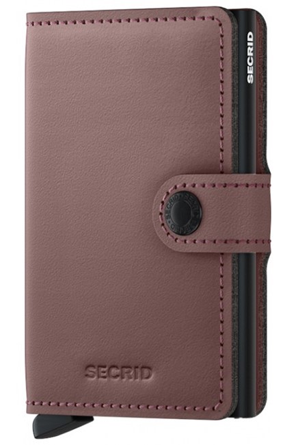 ΚΑΡΤΟΘΗΚΗ ΓΙΑ 10 ΚΑΡΤΕΣ LEATHER SECRID RFID SAFE MINI WALLET MATTE ROSE ΜΕ ΚΟΥΜΠΙ