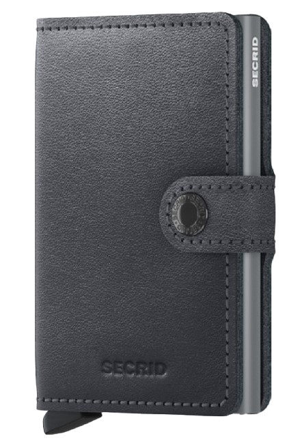 ΚΑΡΤΟΘΗΚΗ ΓΙΑ 10 ΚΑΡΤΕΣ LEATHER SECRID RFID SAFE MINI WALLET ORIGINAL GREY ΜΕ ΚΟΥΜΠΙ