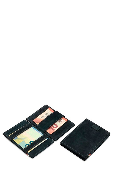 ΚΑΡΤΟΘΗΚΗ ΓΙΑ 10 ΚΑΡΤΕΣ LEATHER GARZINI MAGIC WALLET RFID SAFE CAVARE VINTAGE CARBON BLACK