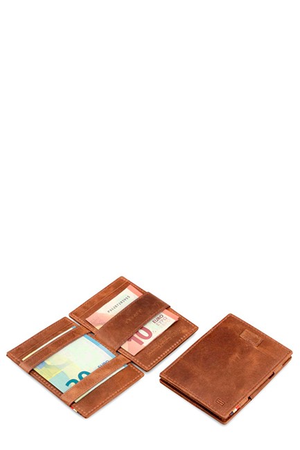 ΚΑΡΤΟΘΗΚΗ ΓΙΑ 10 ΚΑΡΤΕΣ LEATHER GARZINI MAGIC WALLET RFID SAFE CAVARE BRUSHED BROWN