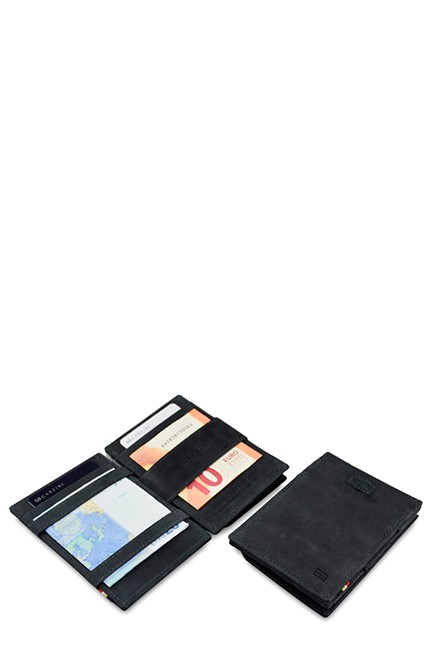 ΚΑΡΤΟΘΗΚΗ ΓΙΑ 8 ΚΑΡΤΕΣ-ΚΕΡΜΑΤΑ LEATHER GARZINI MAGIC WALLET RFID SAFE  CAVARE VINTAGE CARBON BLACK