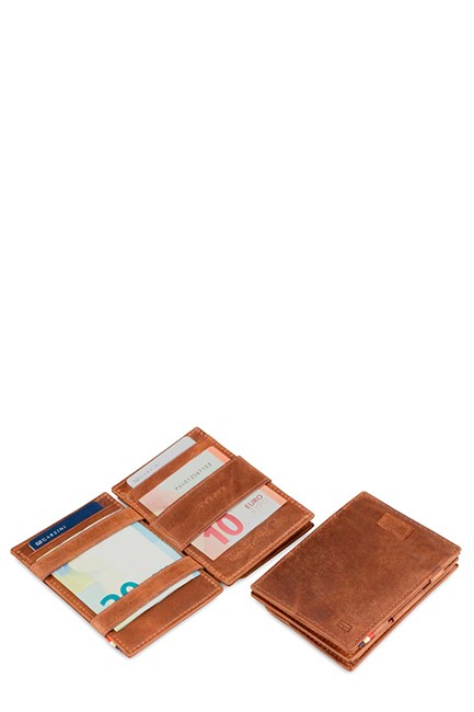 ΚΑΡΤΟΘΗΚΗ ΓΙΑ 8 ΚΑΡΤΕΣ-ΚΕΡΜΑΤΑ LEATHER GARZINI MAGIC WALLET RFID SAFE  CAVARE BRUSHED BROWN