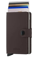 ΚΑΡΤΟΘΗΚΗ ΓΙΑ 10 ΚΑΡΤΕΣ LEATHER SECRID RFID SAFE MINI WALLET MATTE TRUFFLE ΜΕ ΚΟΥΜΠΙ