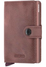 ΚΑΡΤΟΘΗΚΗ ΓΙΑ 10 ΚΑΡΤΕΣ LEATHER SECRID RFID SAFE MINI WALLET VINTAGE MAUVE ΜΕ ΚΟΥΜΠΙ