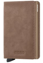 ΚΑΡΤΟΘΗΚΗ ΓΙΑ 10 ΚΑΡΤΕΣ LEATHER SECRID RFID SAFE SLIM WALLET VINTAGE TAUPE