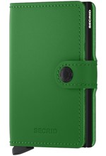 ΚΑΡΤΟΘΗΚΗ ΓΙΑ 10 ΚΑΡΤΕΣ LEATHER SECRID RFID SAFE MINI WALLET MATTE BRIGHT GREEN ΜΕ ΚΟΥΜΠΙ