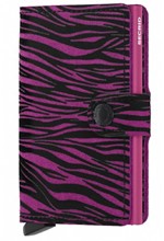 ΚΑΡΤΟΘΗΚΗ ΓΙΑ 10 ΚΑΡΤΕΣ LEATHER SECRID RFID SAFE MINI WALLET ZEBRA FUCHSIA  ΜΕ ΚΟΥΜΠΙ