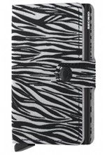 ΚΑΡΤΟΘΗΚΗ ΓΙΑ 10 ΚΑΡΤΕΣ LEATHER SECRID RFID SAFE MINI WALLET ZEBRA LIGHT GREY ΜΕ ΚΟΥΜΠΙ