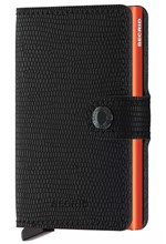 ΚΑΡΤΟΘΗΚΗ ΓΙΑ 10 ΚΑΡΤΕΣ LEATHER SECRID RFID SAFE MINI WALLET RANGO BLACK-ORANGE ΜΕ ΚΟΥΜΠΙ