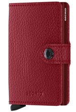 ΚΑΡΤΟΘΗΚΗ ΓΙΑ 10 ΚΑΡΤΕΣ LEATHER SECRID RFID SAFE MINI WALLET VEGET.TANNED ROSSO-BORDEAUX ΜΕ ΚΟΥΜΠΙ