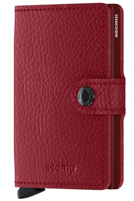 ΚΑΡΤΟΘΗΚΗ ΓΙΑ 10 ΚΑΡΤΕΣ LEATHER SECRID RFID SAFE MINI WALLET VEGET.TANNED ROSSO-BORDEAUX ΜΕ ΚΟΥΜΠΙ