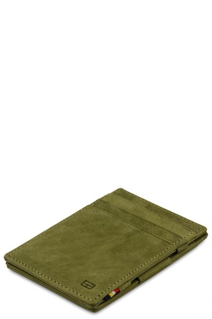 ΚΑΡΤΟΘΗΚΗ ΓΙΑ 10 ΚΑΡΤΕΣ LEATHER GARZINI MAGIC WALLET RFID SAFE ESSENZIALE VINTAGE OLIVE GREEN