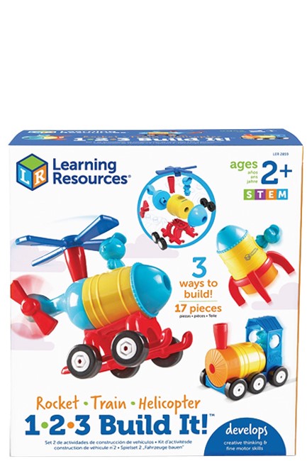 ROCKET TRAIN HELICOPTER FACTORY 1-2-3 BUILD IT LEARNING RESOURCES