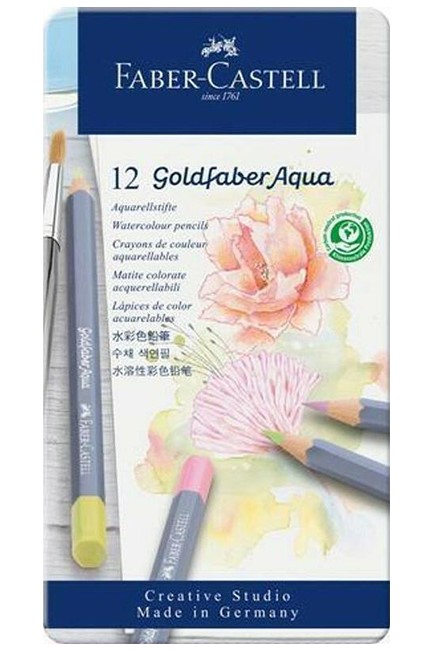 ΞΥΛΟΜΠΟΓΙΕΣ ΑΚΟΥΑΡΕΛΑΣ 12ΤΕΜ.GOLDFABER PASTEL ΣΕ ΜΕΤΑΛΛΙΚΗ ΚΑΣΕΤΙΝΑ 114622