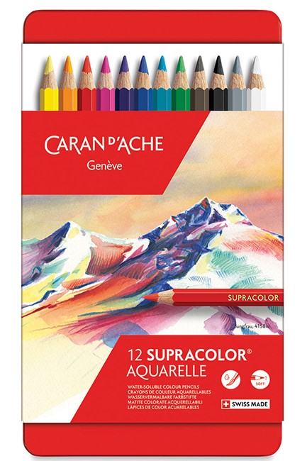 ΞΥΛΟΜΠΟΓΙΕΣ ΑΚΟΥΑΡΕΛΑΣ 12ΤΕΜ.ΜΕΓΑΛΕΣ CARAN D'ACHE CLASSIC SUPRACOLOR ΜΕΤΑΛΛΙΚΗ ΚΑΣΕΤΙΝΑ 3888.312