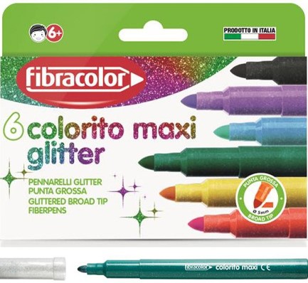 ΜΑΡΚΑΔΟΡΟΙ 6ΤΕΜ.ΧΟΝΤΡΟΙ ΜΑΧΙ FIBRA-COLOR GLITTER