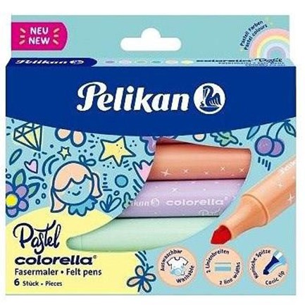 ΜΑΡΚΑΔΟΡΟΙ 6ΤΕΜ.ΧΟΝΤΡΟΙ PELIKAN COLORELLA PASTEL 411