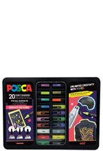 ΣΕΤ ΖΩΓΡΑΦΙΚΗΣ UNI POSCA GROOVY COLOURS 20ΤΕΜ.ΣΕ ΜΕΤΑΛΛΙΚΗ ΚΑΣΕΤΙΝΑ