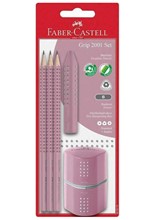 ΣΕΤ (3 ΜΟΛΥΒΙΑ FABER GRIP 2001+ΞΥΣΤΡΑ+ΓΟΜΑ) PINK SHADOW 580073