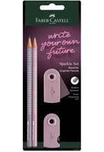 ΣΕΤ (2 ΜΟΛΥΒΙΑ FABER GRIP SPARKLE II PINK SHADOW & ΓΚΡΙ+ΞΥΣΤΡΑ MINI SLEEVE+ΓΟΜΑ MINI SLEEVE) 218480