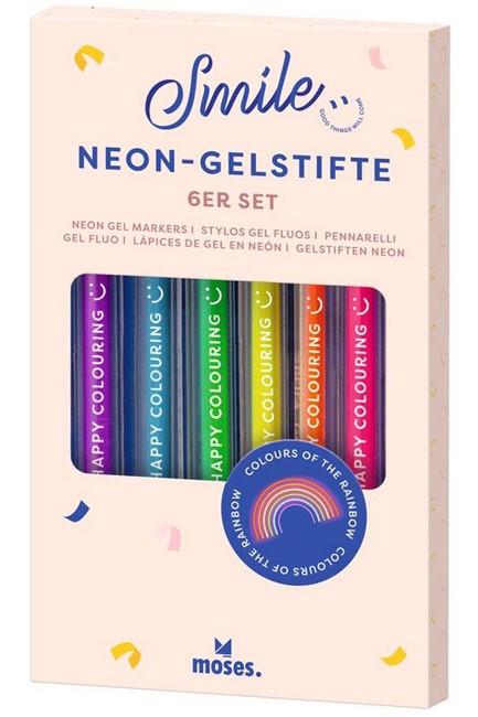 ΣΤΥΛΟ FANCY MOSES ΣΕΤ 6 ΤΕΜ.SMILE NEON GEL M80378