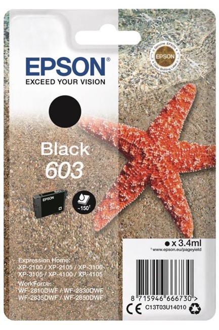 ΜΕΛΑΝΙ INKJET EPSON N.603 BLACK T03U1 (STAR FISH)