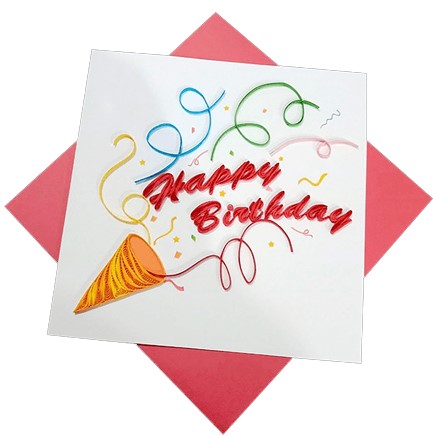 ΚΑΡΤΑ ΕΥΧΕΤΗΡΙΑ QUILLING FILIGRANA HAPPY BIRTHDAY PARTY