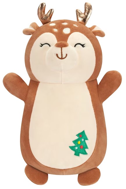 ΛΟΥΤΡΙΝΟ SQUISHMALLOWS 35 εκ.XMAS HUGMEES ΚΑΦΕ ΕΛΑΦΙ