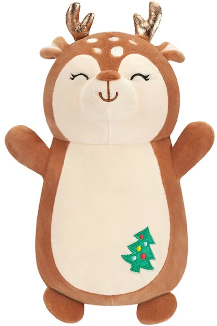 ΛΟΥΤΡΙΝΟ SQUISHMALLOWS 25 εκ.XMAS HUGMEES ΚΑΦΕ ΕΛΑΦΙ