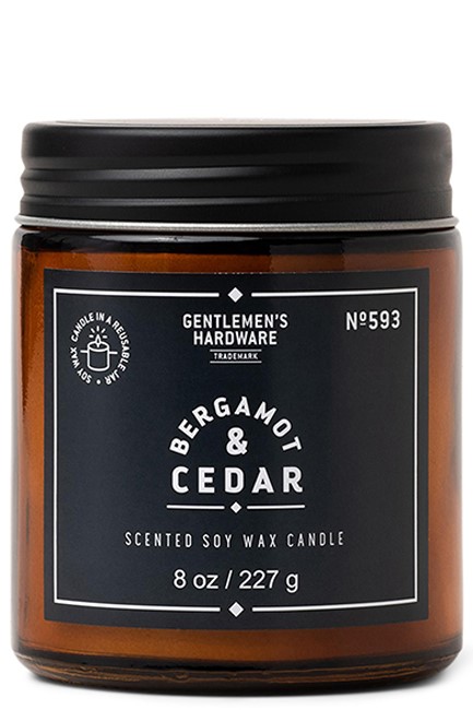 ΚΕΡΙ ΑΡΩΜΑΤΙΚΟ GENTLEMENS HARDWARE ΣΕ ΓΥΑΛΙΝΟ ΒΑΖΟ BERGAMOT AND CEDAR GEN593