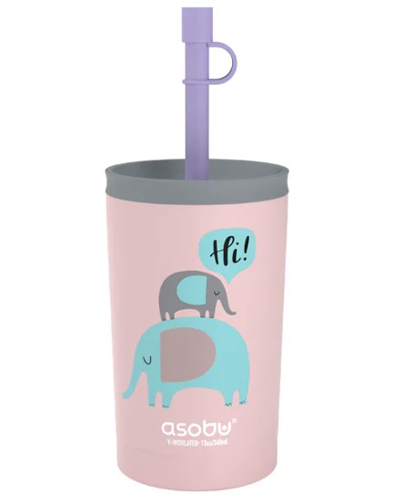 ΠOΤΗΡΙ ΑΝΟΞΕΙΔΩΤΟ ΑΤΣΑΛΙ ΘΕΡΜΟΣ ASOBU KID'S MINI SIPPY 360ml ΜΕ ΚΑΛΑΜΑΚΙ PINK