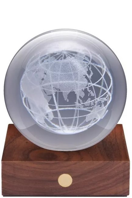 ΦΩΤΙΣΤΙΚΟ ΞΥΛΙΝΟ ΕΠΙΤΡΑΠΕΖΙΟ GINGKO AMBER CRYSTAL LIGHT USB G025WO 3D LASER WORLD GLOBE