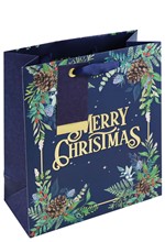 ΤΣΑΝΤΑ ΔΩΡΟΥ XMAS 22*25*10cm.FOIL BLUE MERRY CHRISTMAS